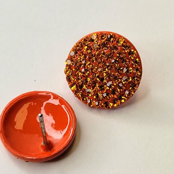 Red Rhinestones Small Earrings - Picture 2 of 6